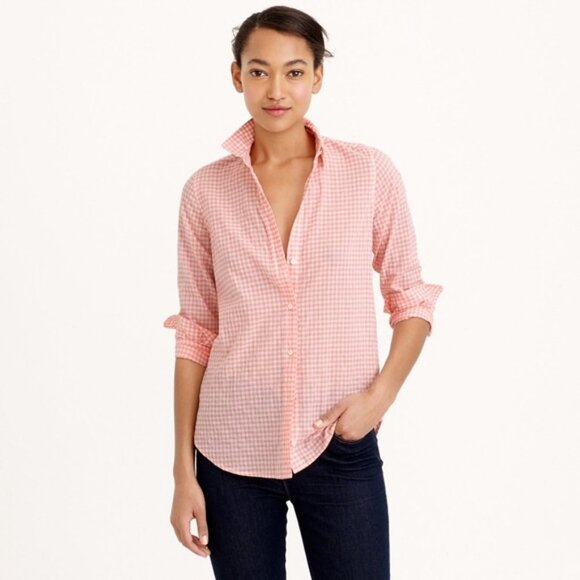 J. Crew Gingham Print Woven Buttondown Top (NWT) - Picture 1 of 2